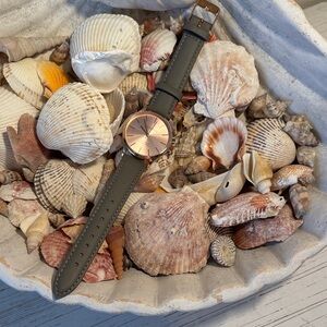 Monroe - Rose Gold Face w/Grey Leather Strap Watch